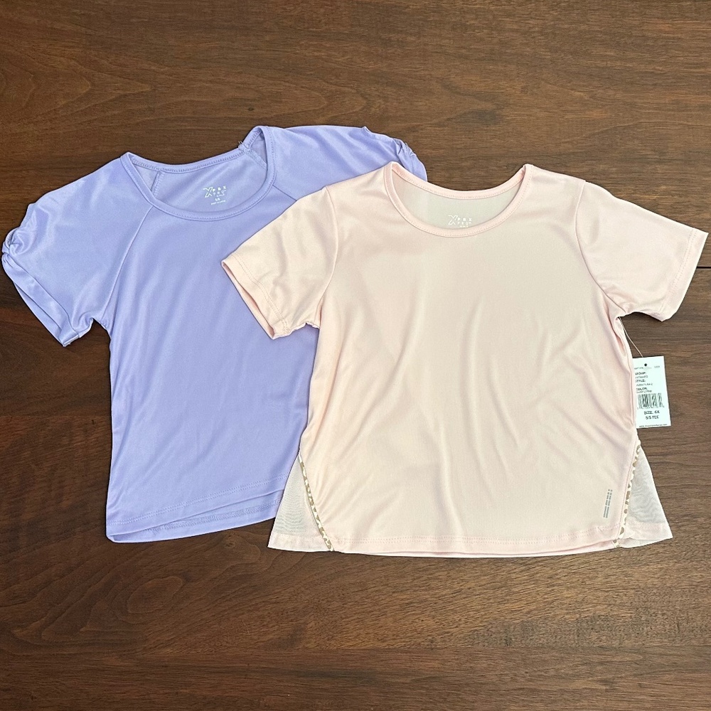 Girls Short Sleeve Shirt Set of 2 Pink and Lavender Size 6 and 6X